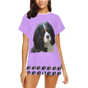 2 Piece Cavalier King Charles Spaniel PJ Set - Tri Purple