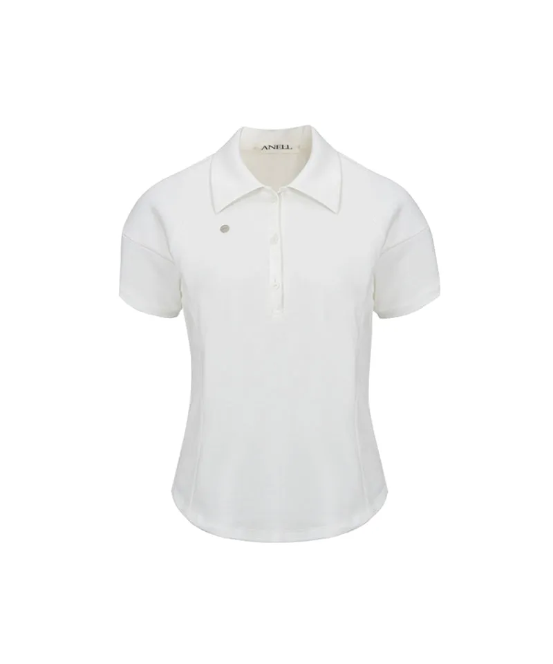 Anell Golf Sandra Jersey Collar Top - White