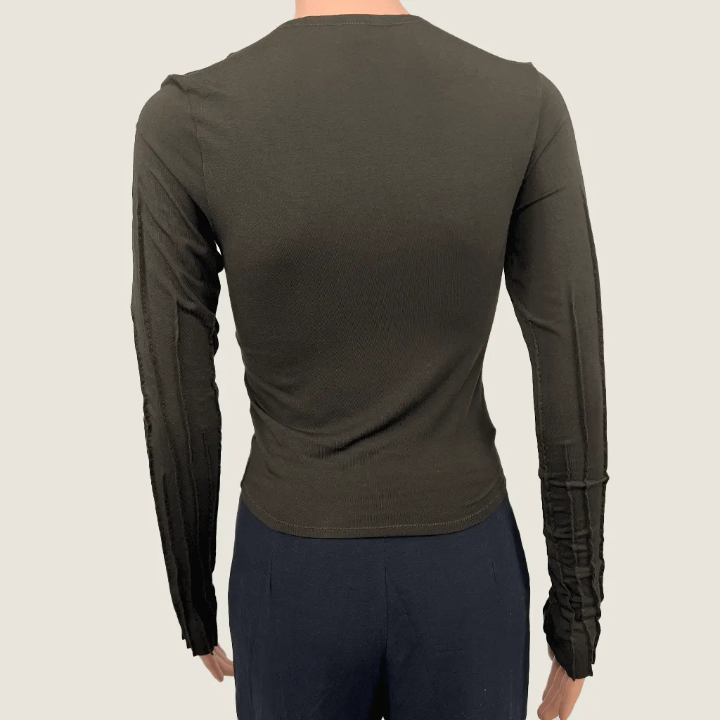 Aunad Puckered Long Sleeve Women's Top Small