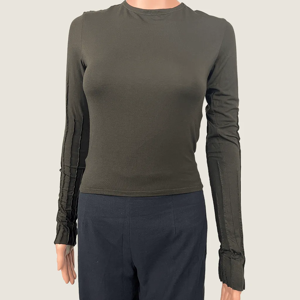 Aunad Puckered Long Sleeve Women's Top Small
