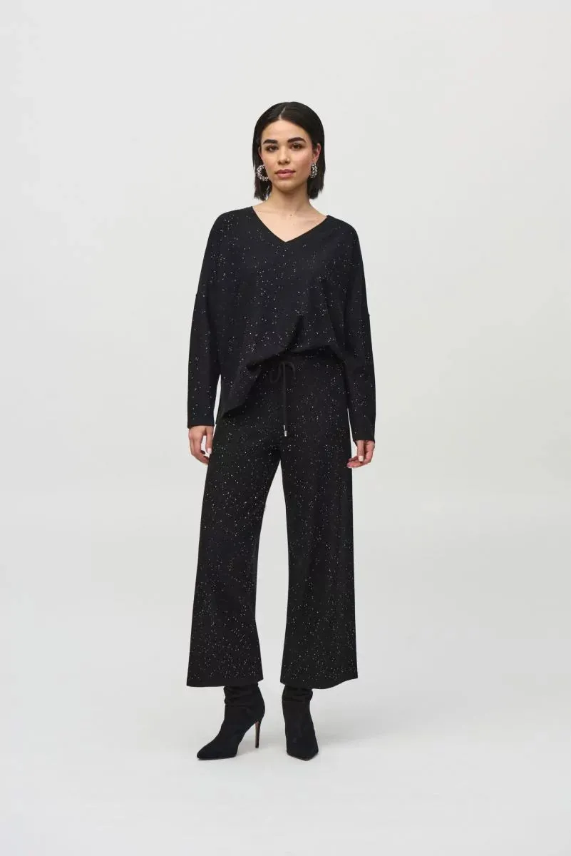 Black Sequined Boxy Top Style 244921