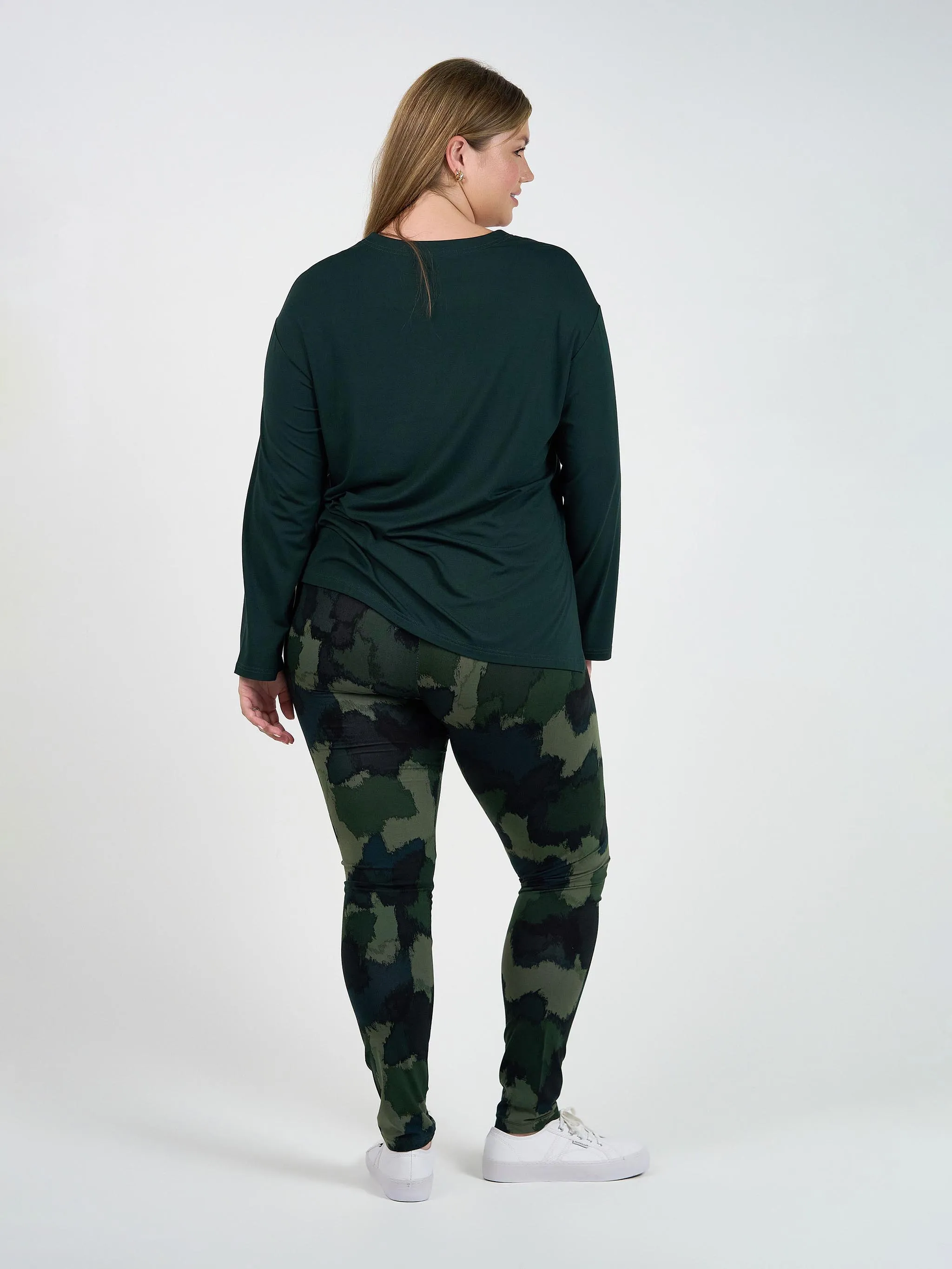 Braxton Bamboo Long Sleeve Top - Dark Green