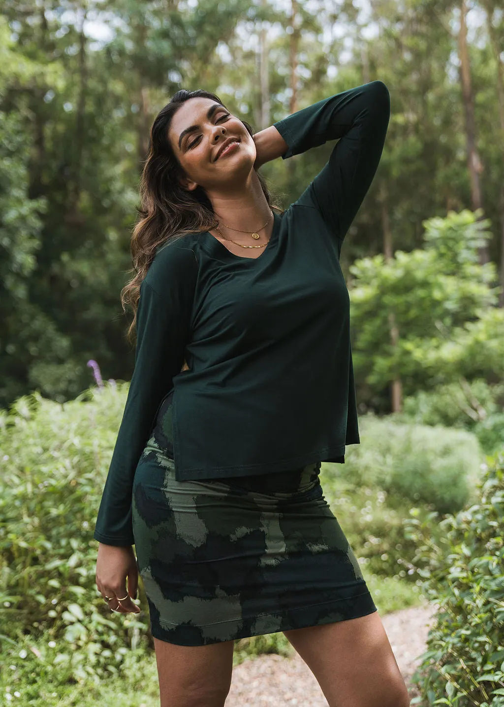 Braxton Bamboo Long Sleeve Top - Dark Green