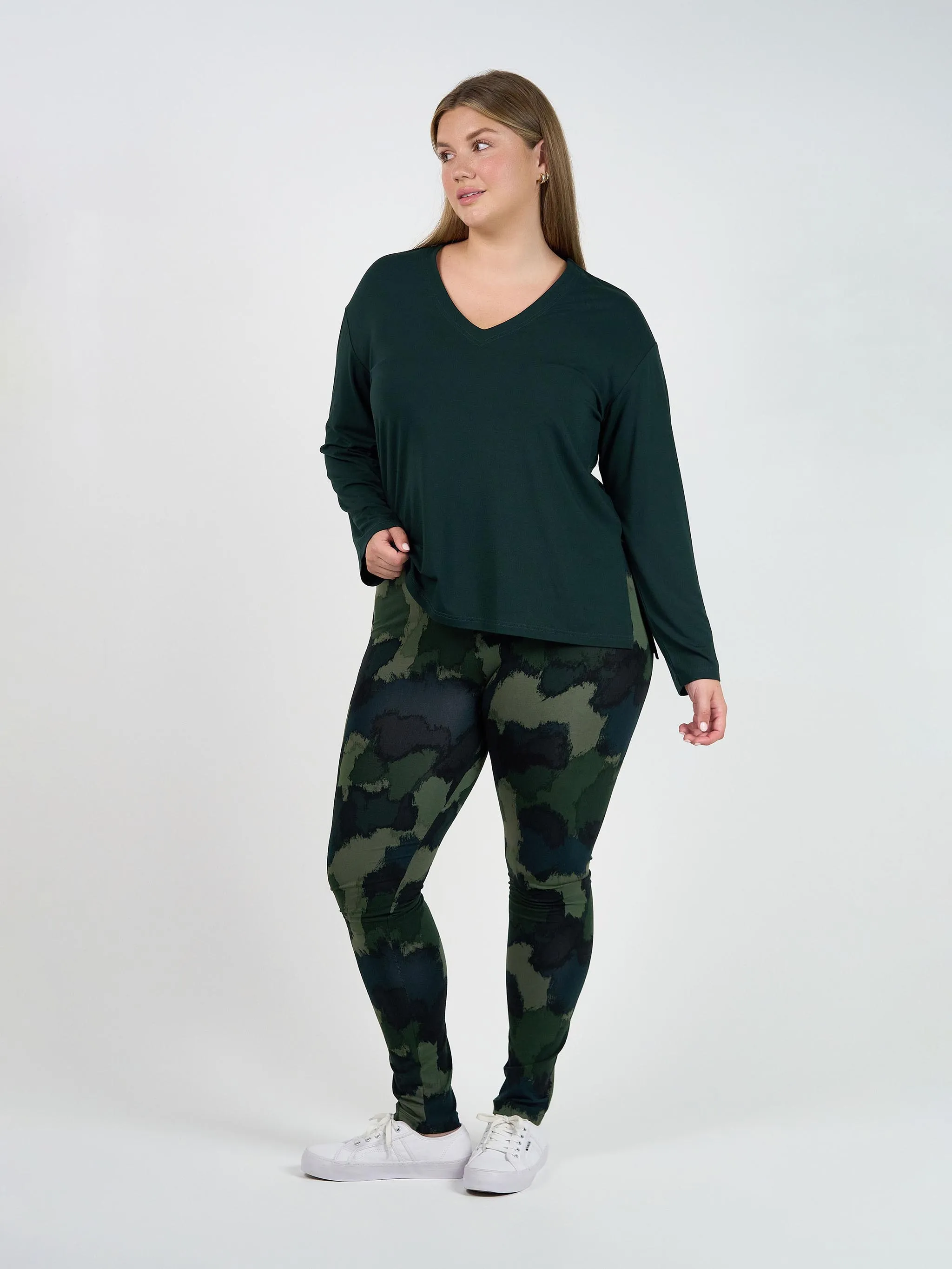 Braxton Bamboo Long Sleeve Top - Dark Green