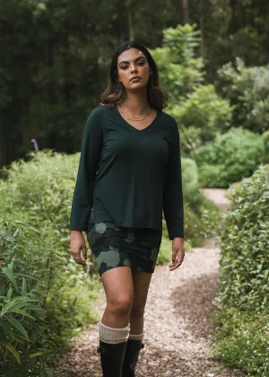 Braxton Bamboo Long Sleeve Top - Dark Green