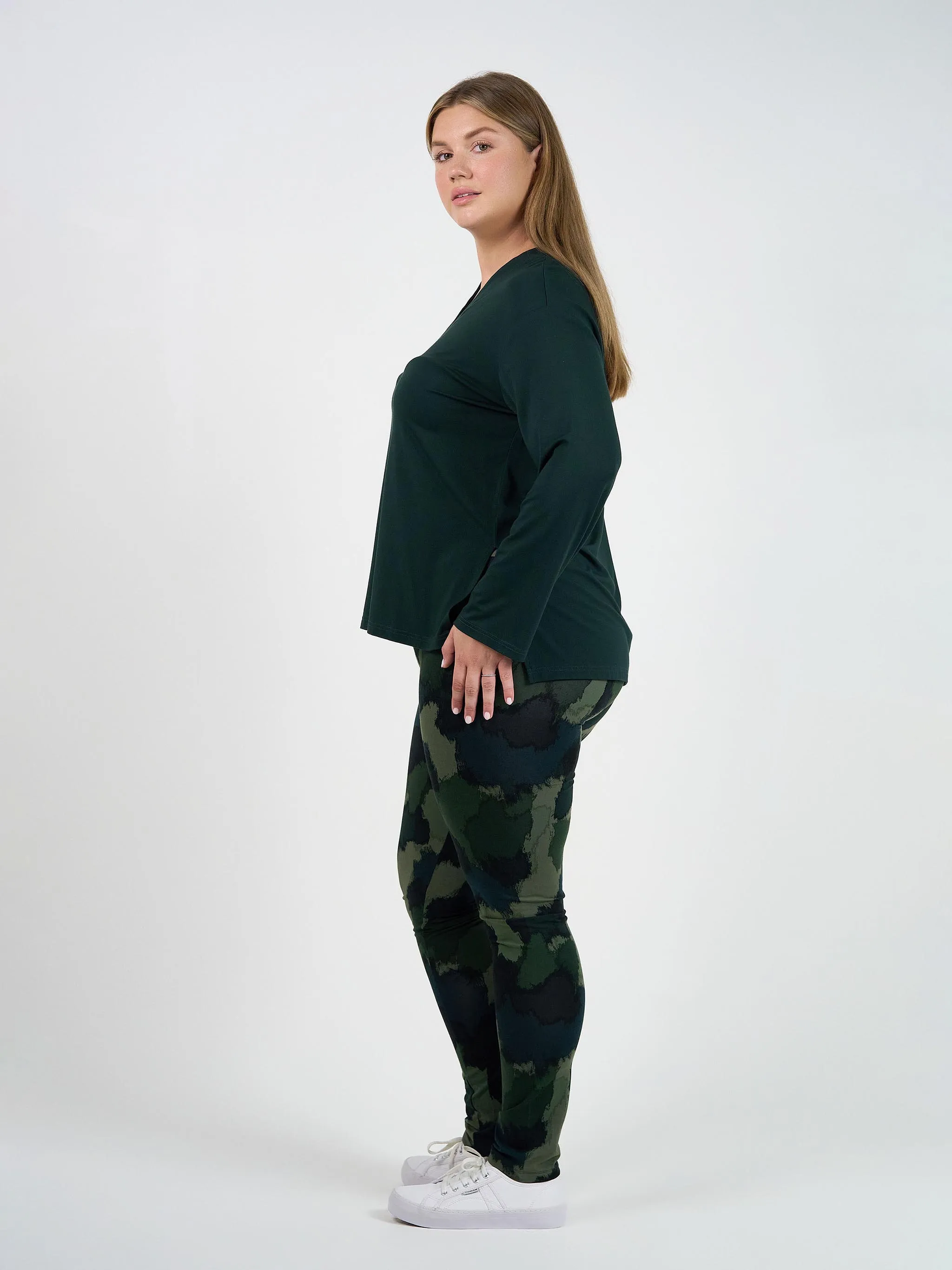 Braxton Bamboo Long Sleeve Top - Dark Green