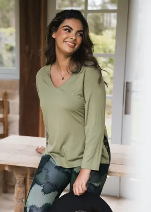 Braxton Bamboo Long Sleeve Top - Olive