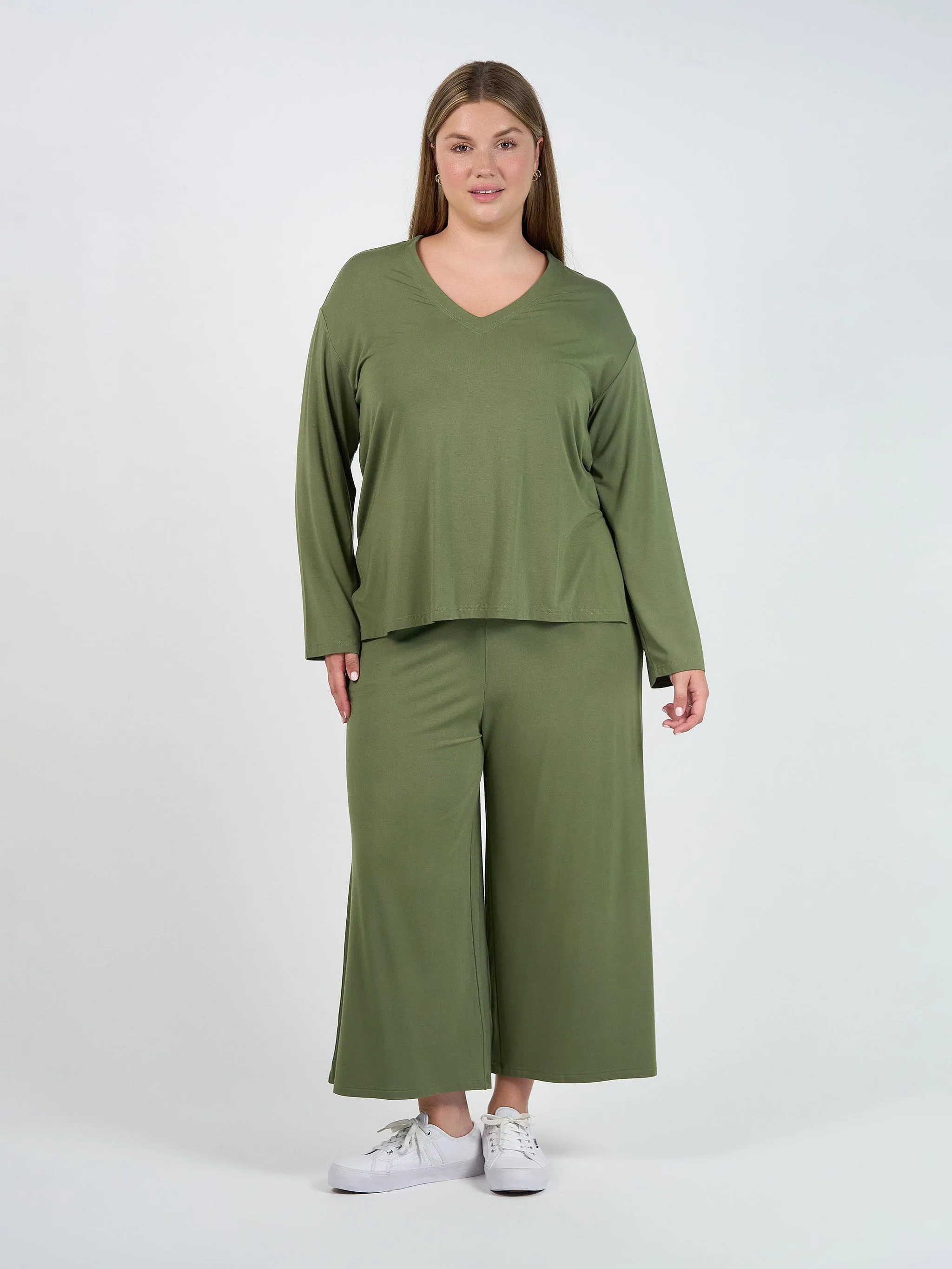 Braxton Bamboo Long Sleeve Top - Olive
