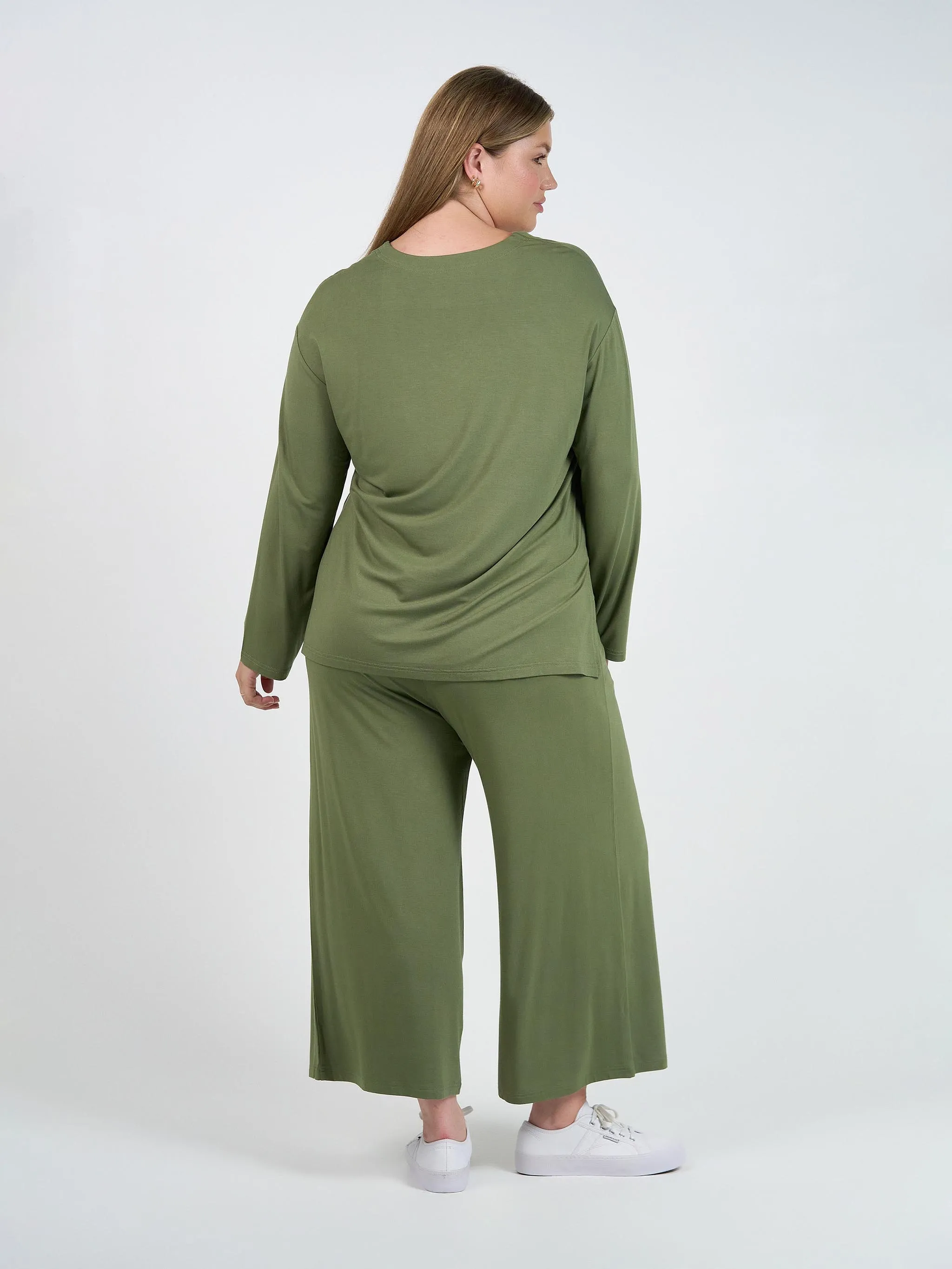 Braxton Bamboo Long Sleeve Top - Olive