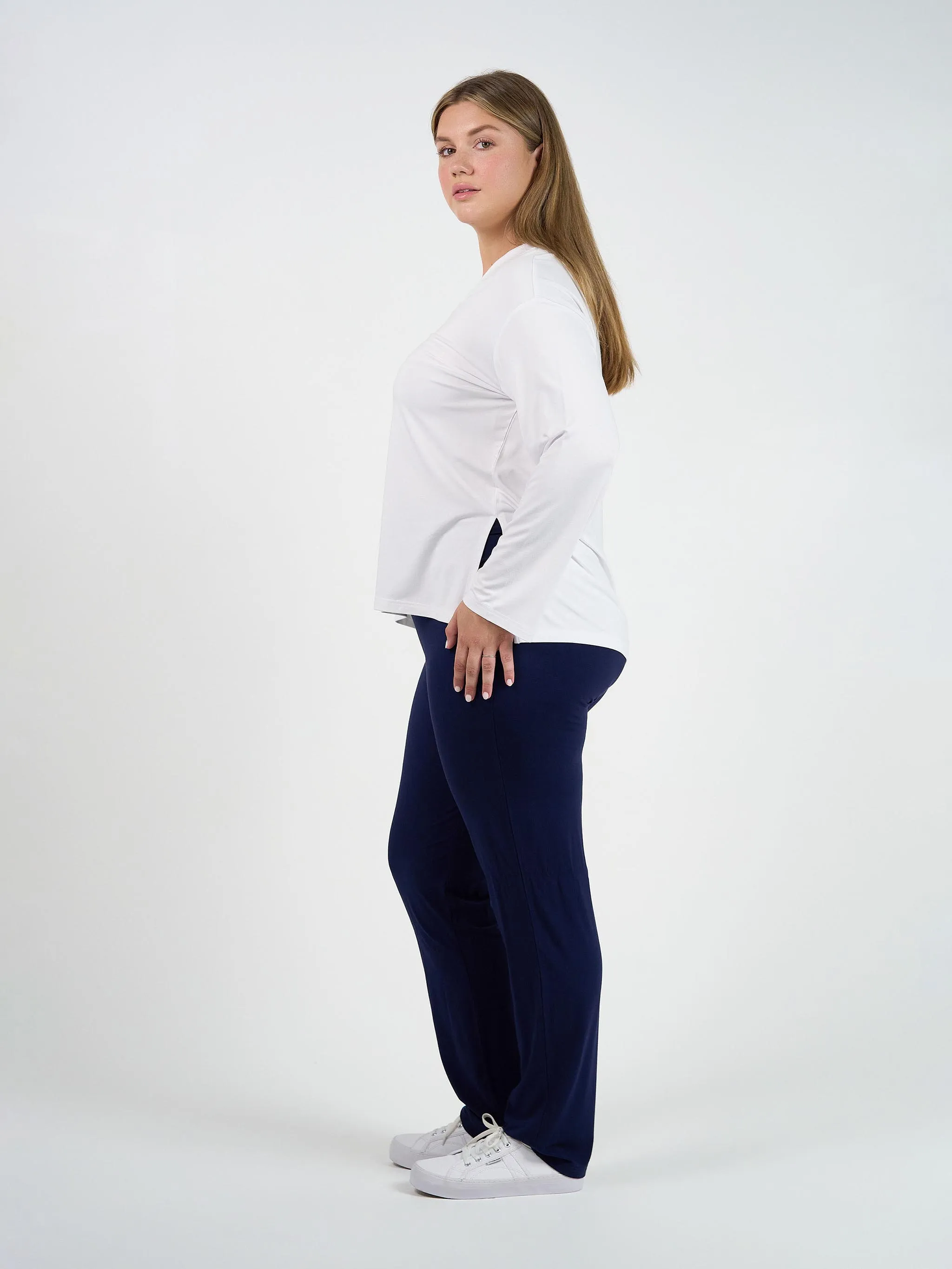 Braxton Bamboo Long Sleeve Top - White