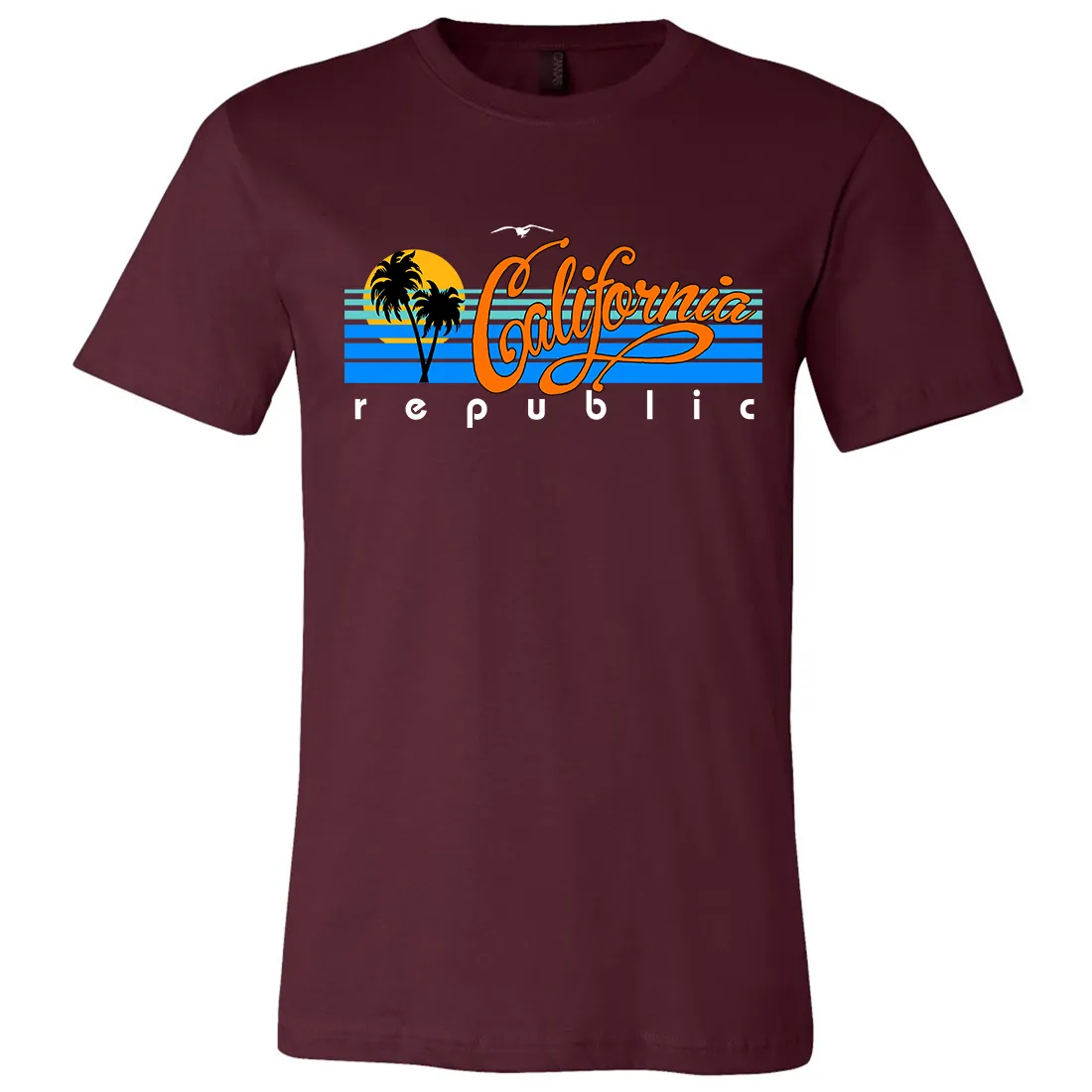 California Republic Palm Trees Asst Colors Mens Lightweight Fitted T-Shirt/tee