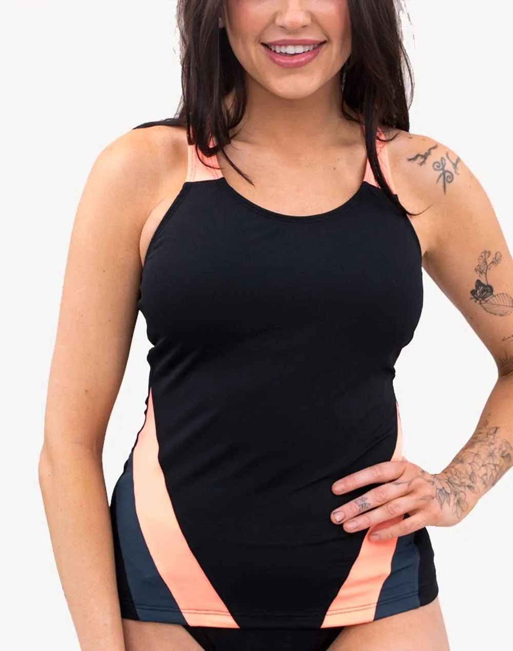 Colourblock Polyester Tankini Top