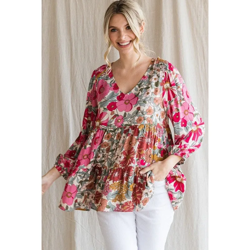 Cottage Gardens Top in Candy Pink