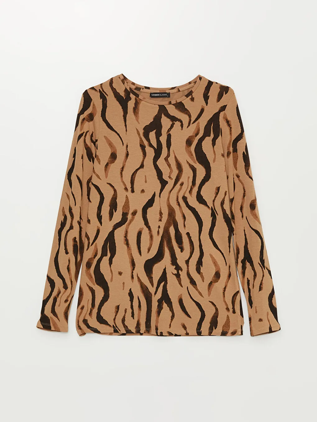 Crew Neck Patterned Long Sleeve Women's T-Shirt