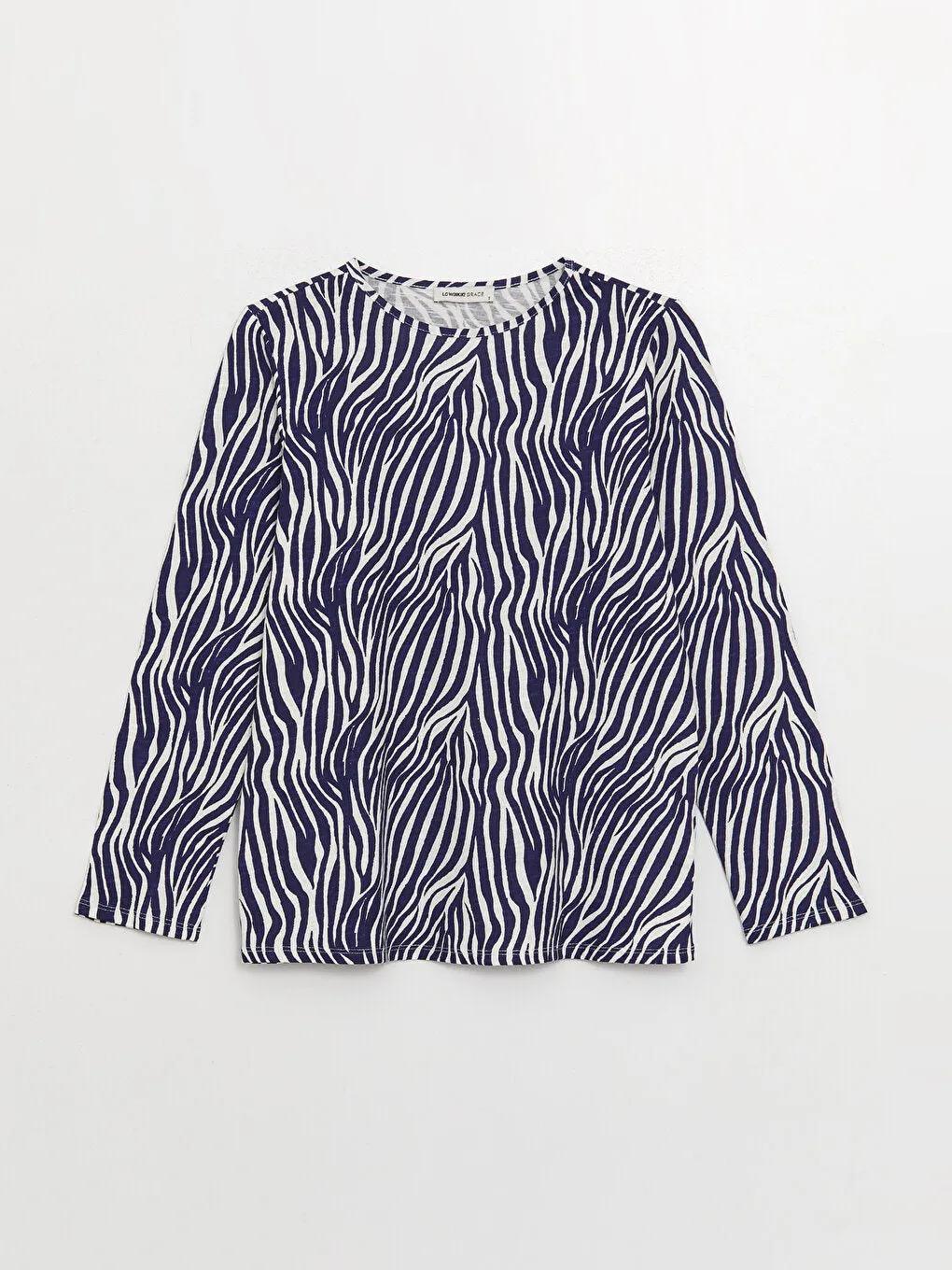 Crew Neck Patterned Long Sleeve Women's T-Shirt