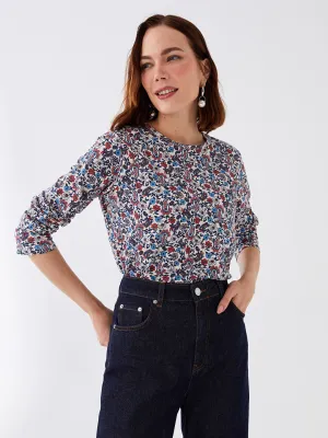 Crew Neck Patterned Long Sleeve Women's T-Shirt