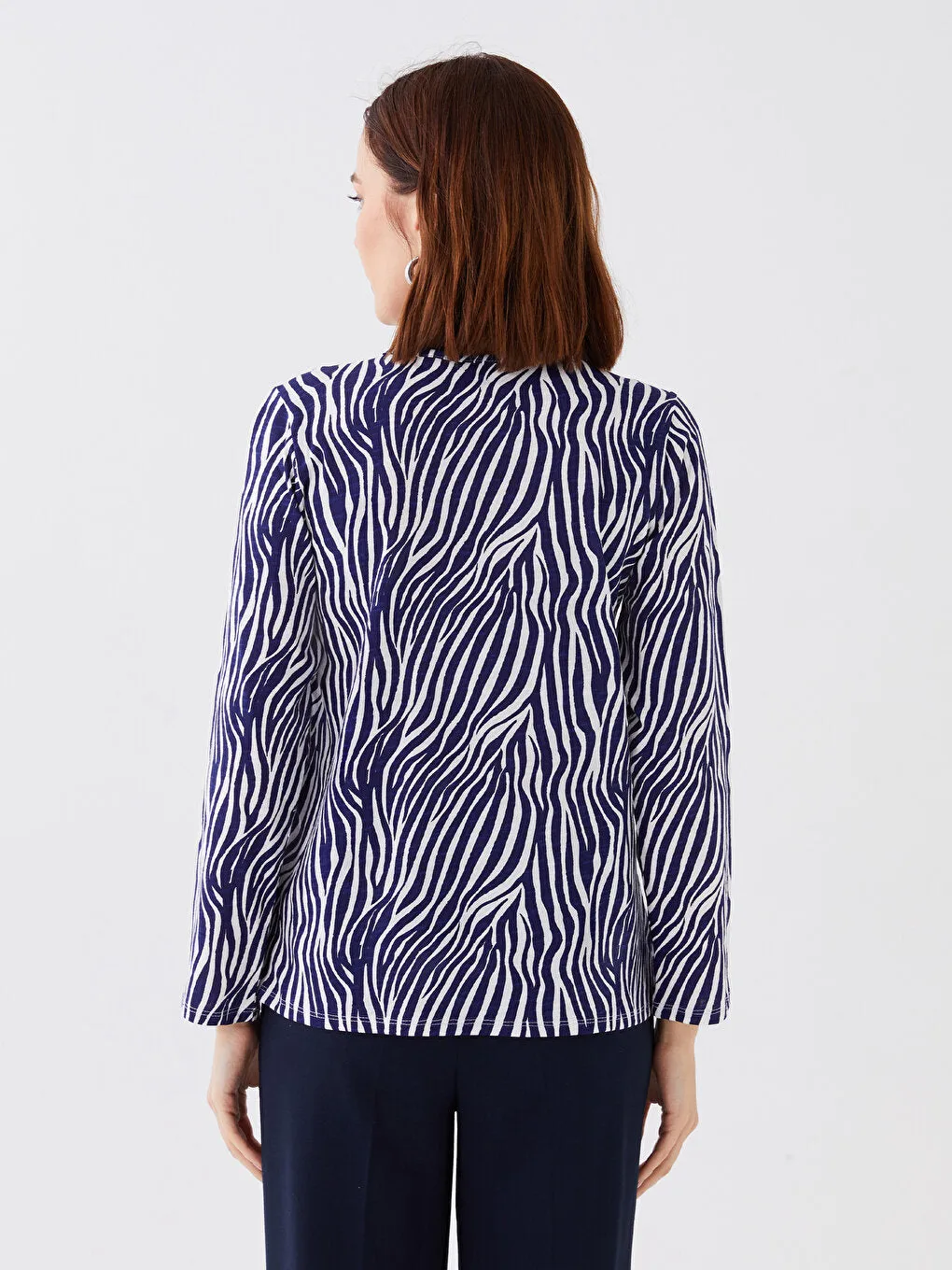 Crew Neck Patterned Long Sleeve Women's T-Shirt