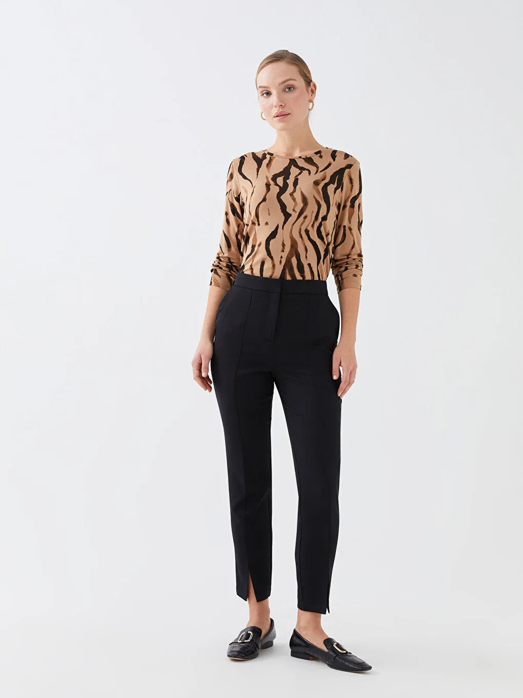 Crew Neck Patterned Long Sleeve Women's T-Shirt