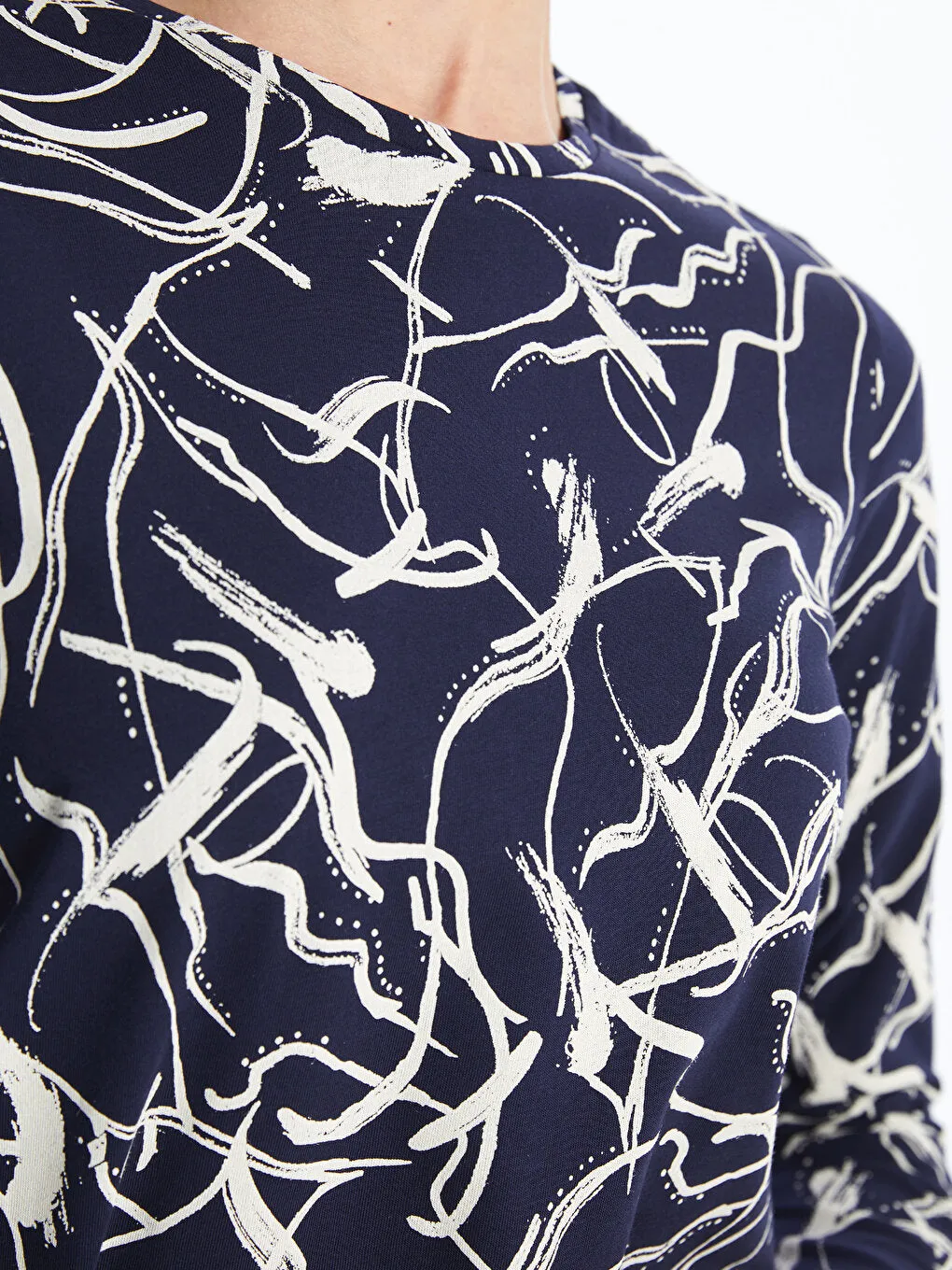 Crew Neck Patterned Long Sleeve Women's T-Shirt