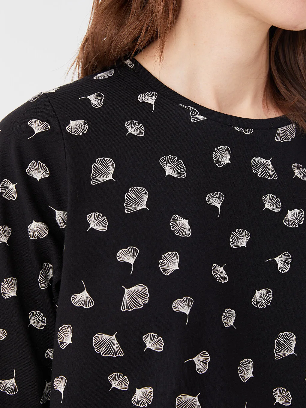 Crew Neck Patterned Short Sleeve Women's T-Shirt