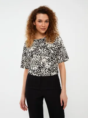 Crew Neck Patterned Short Sleeve Women's T-Shirt