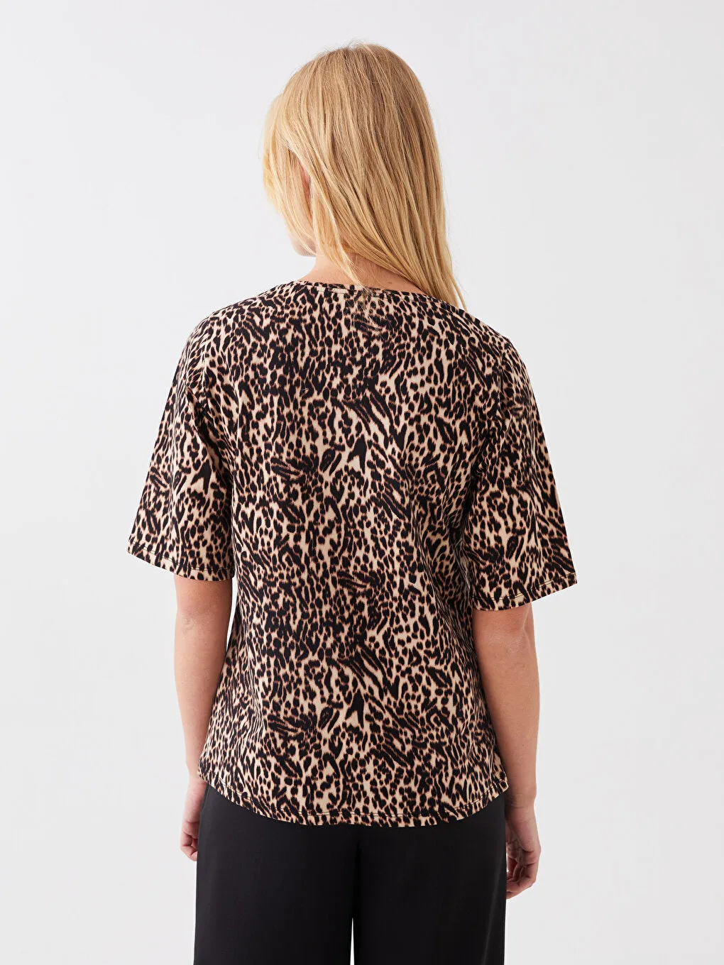 Crew Neck Patterned Short Sleeve Women's T-Shirt