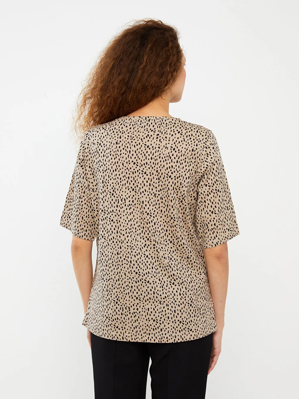 Crew Neck Patterned Short Sleeve Women's T-Shirt