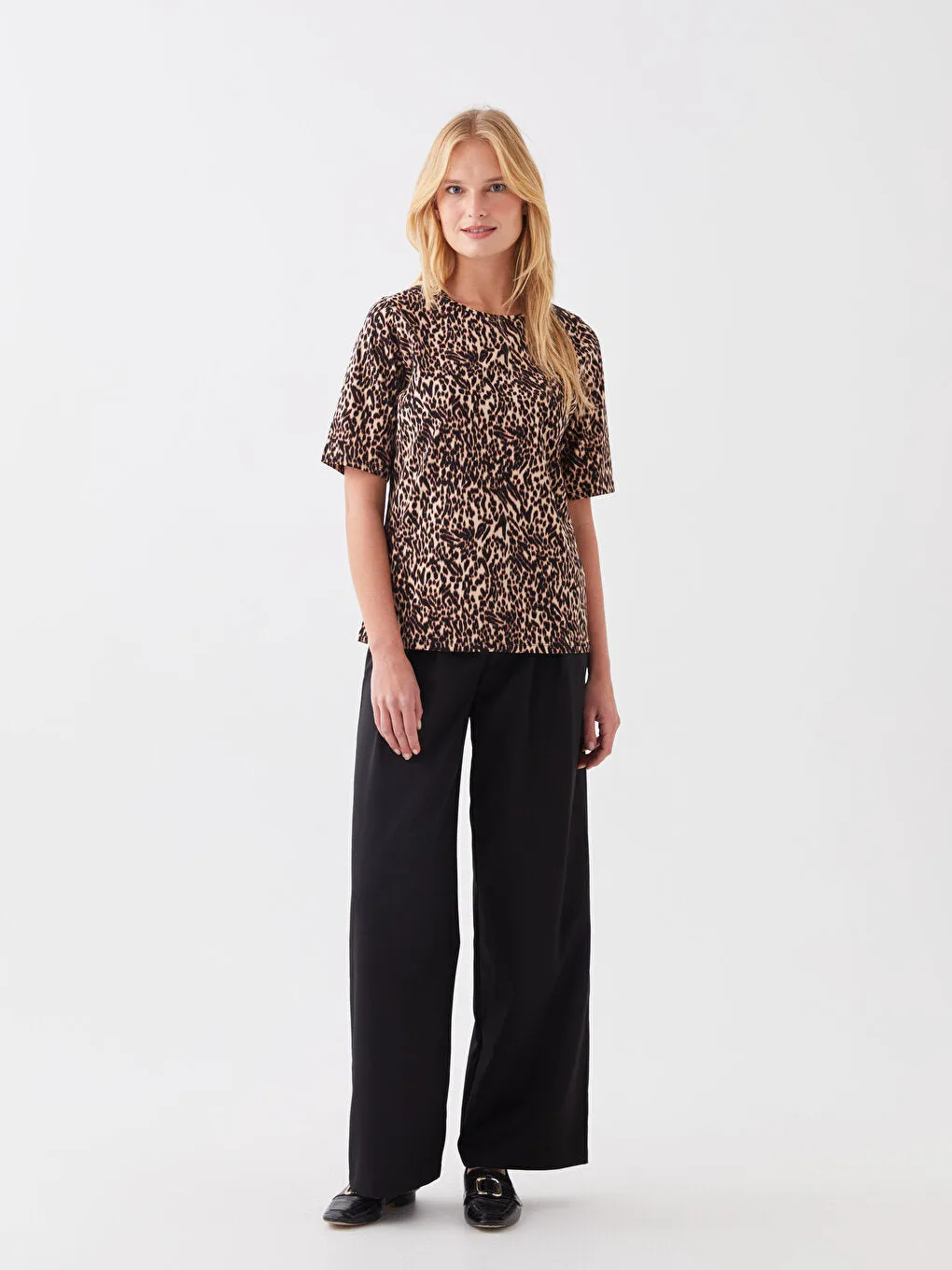 Crew Neck Patterned Short Sleeve Women's T-Shirt