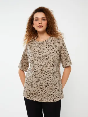 Crew Neck Patterned Short Sleeve Women's T-Shirt