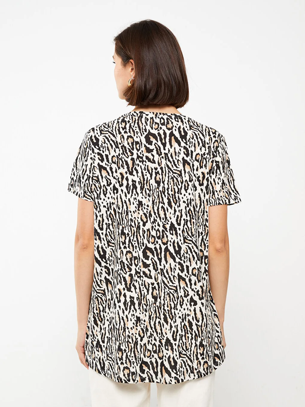 Crew Neck Patterned Short Sleeve Women's T-Shirt