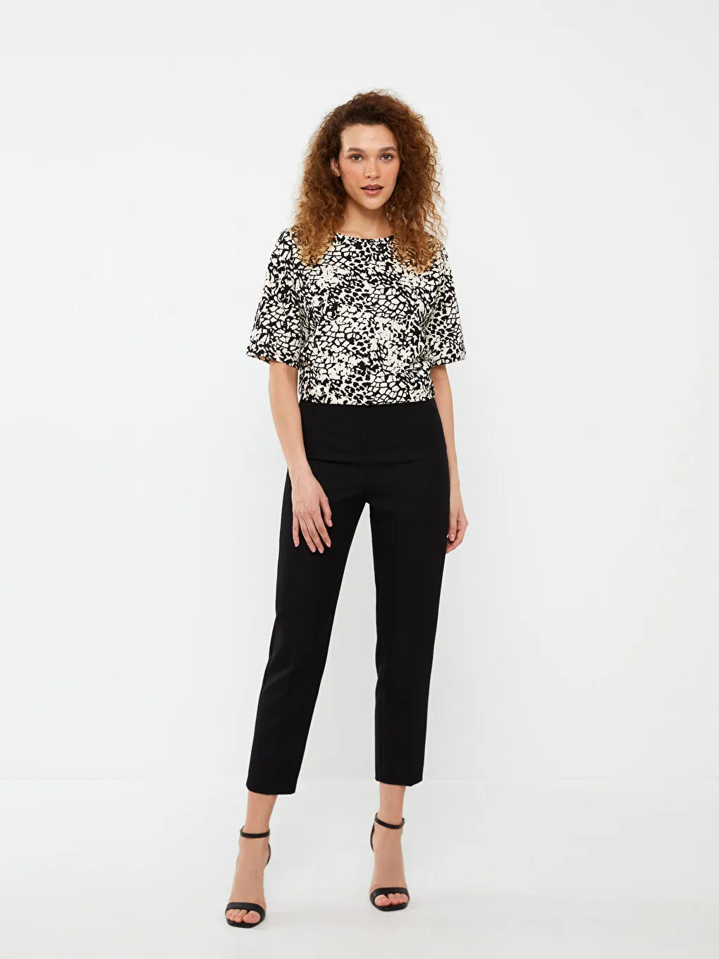 Crew Neck Patterned Short Sleeve Women's T-Shirt
