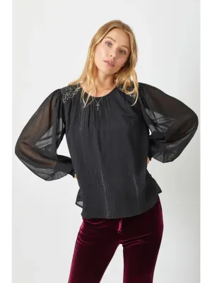 Flowy Glitter Chiffon Blouse
