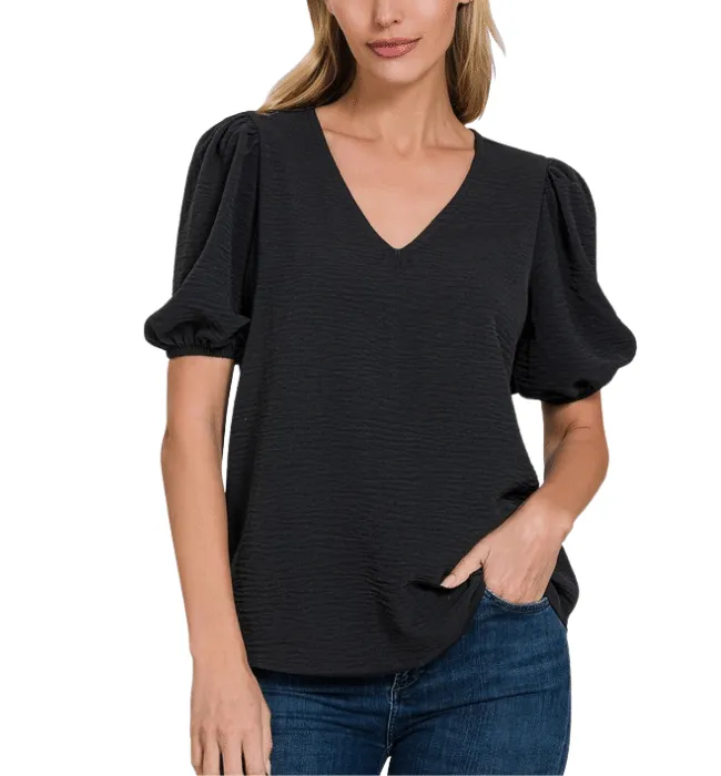 Gina Crepe Short Sleeve Blouse