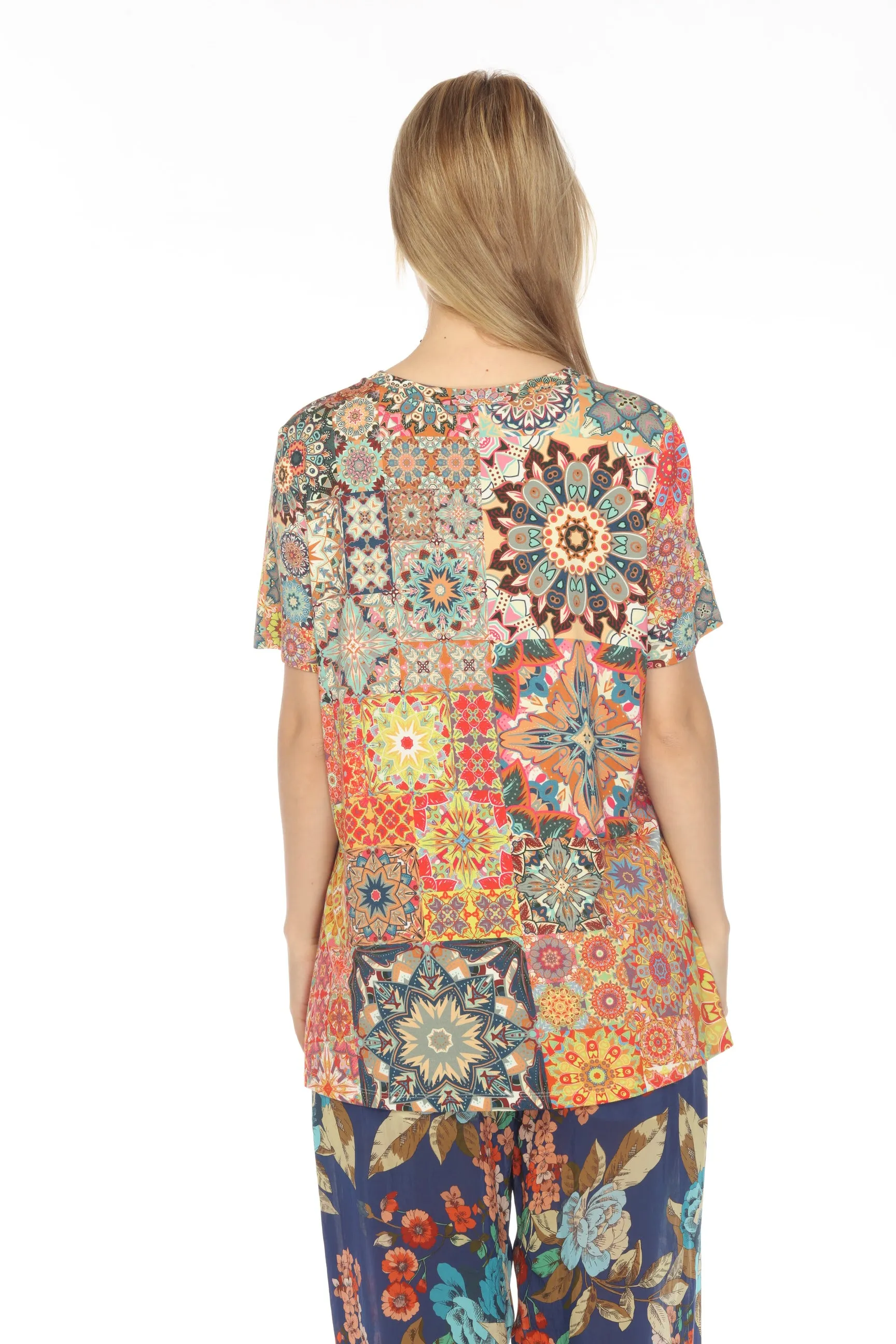 Johnny Was Kaleida Favorite Crew Neck Swing Tee Boho Chic T11223 NEW