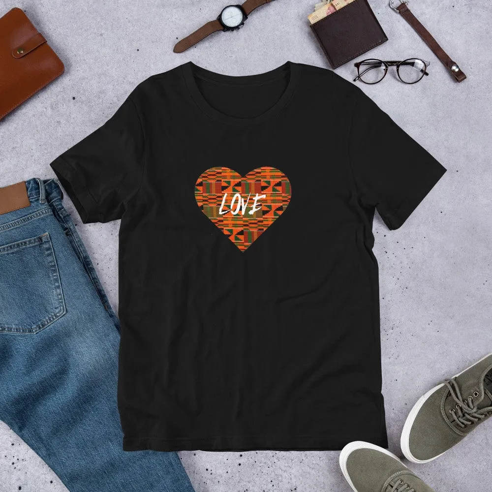 Kente Heart Color Short-Sleeve Unisex T-Shirt