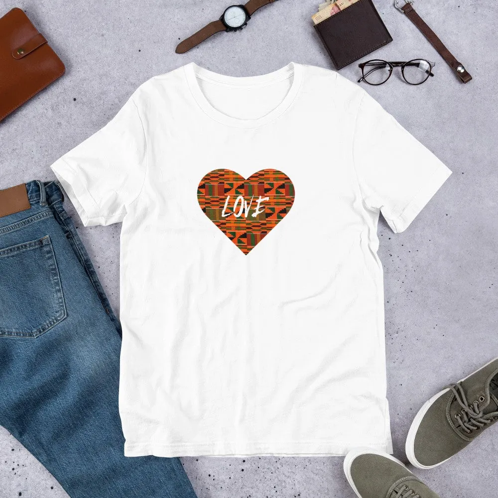 Kente Heart Color Short-Sleeve Unisex T-Shirt