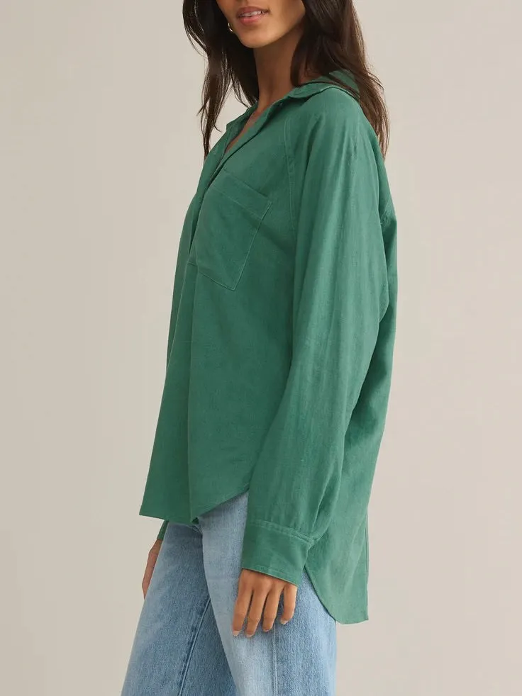 Linen Buttondown Shirt - Botanical Green
