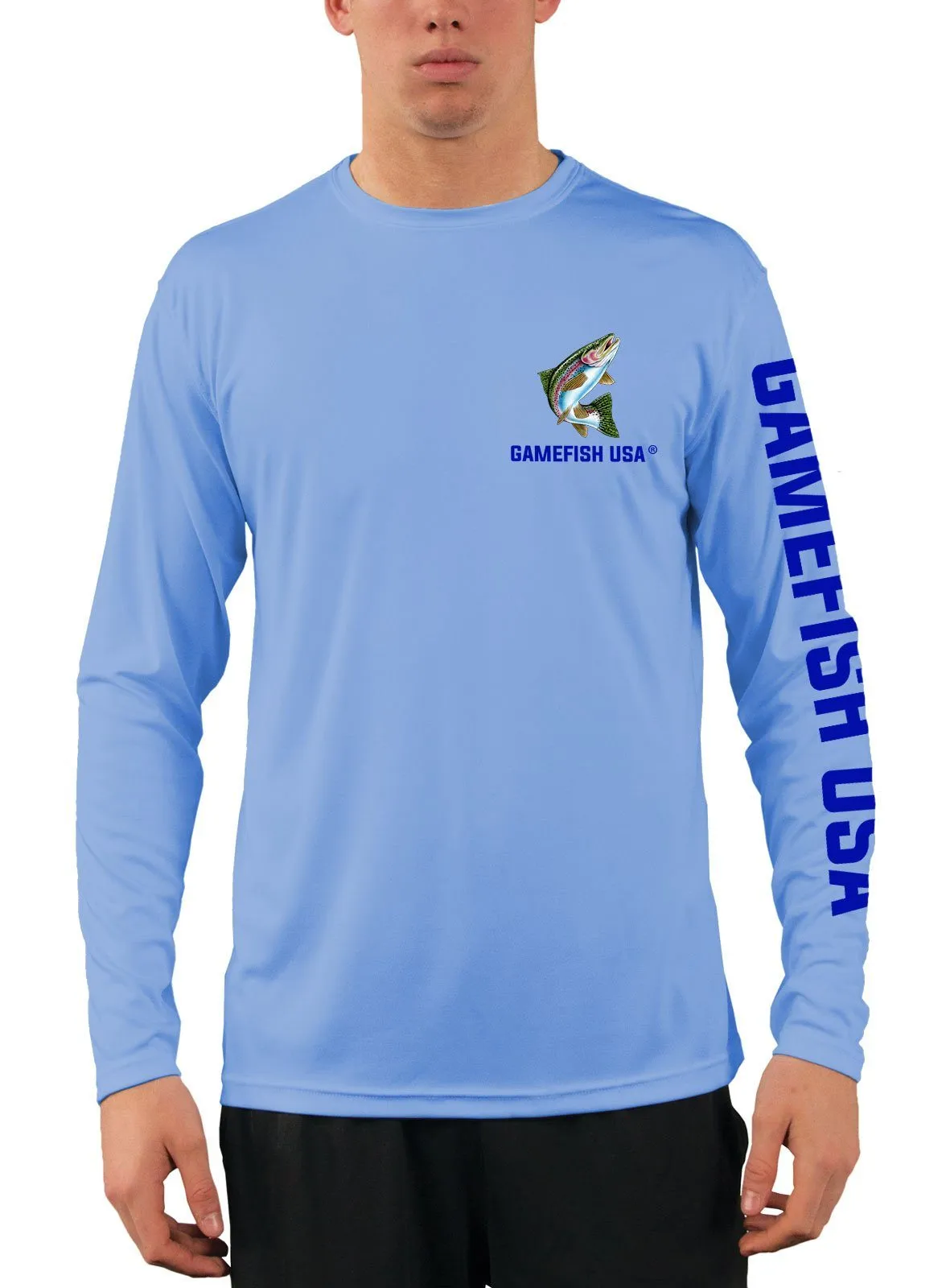 Men's UPF 50 Long Sleeve Microfiber Moisture Wicking Performance Fishing Shirt Trout