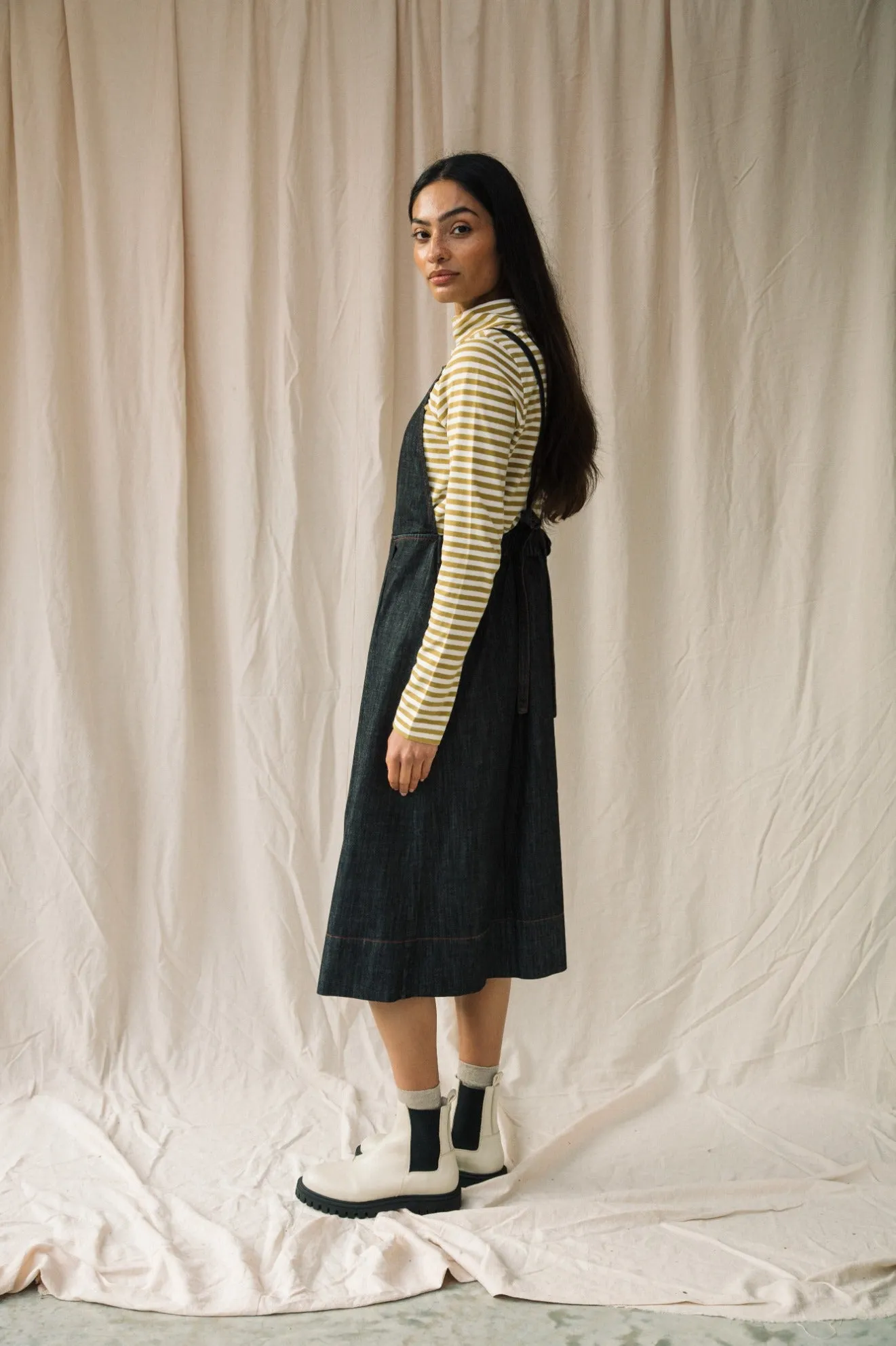 Pine-Sue Organic Cotton Stripe Jersey Top in Chartreuse and White
