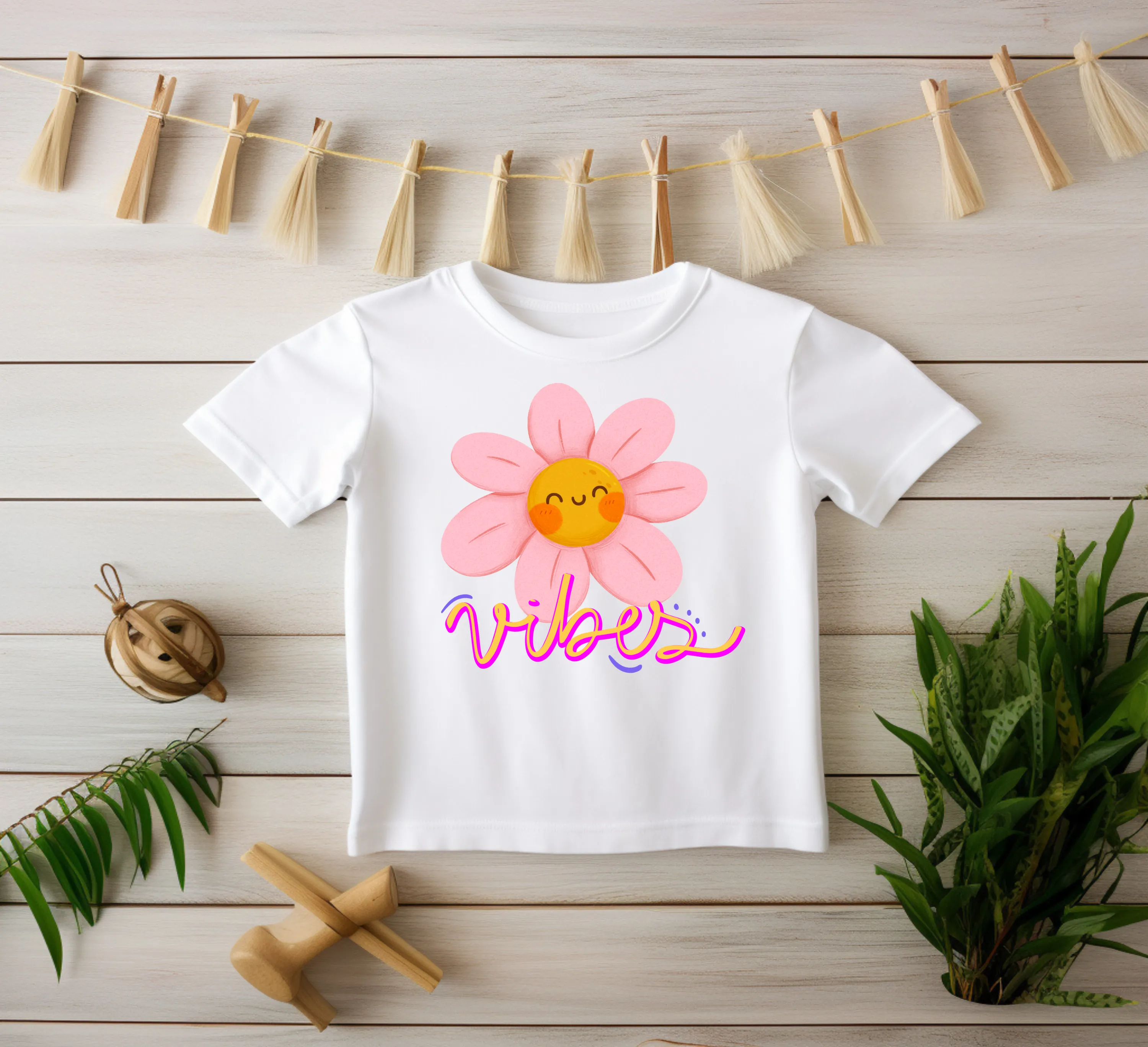 Pink Daisy Flower Vibes T-shirt
