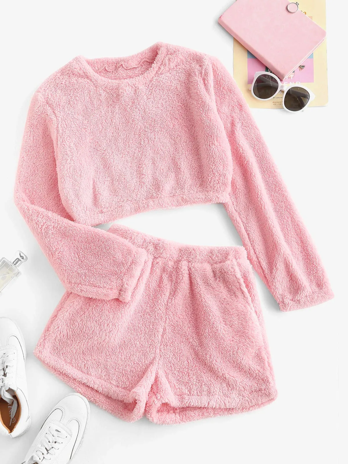 Plush Short Loungewear Two-piece Suit Set