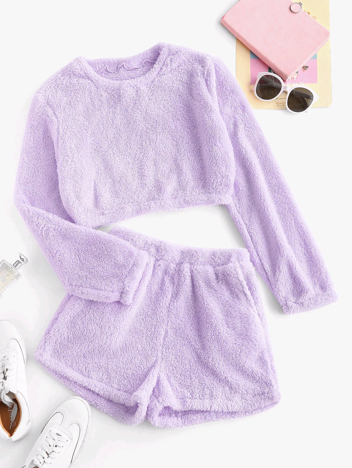 Plush Short Loungewear Two-piece Suit Set