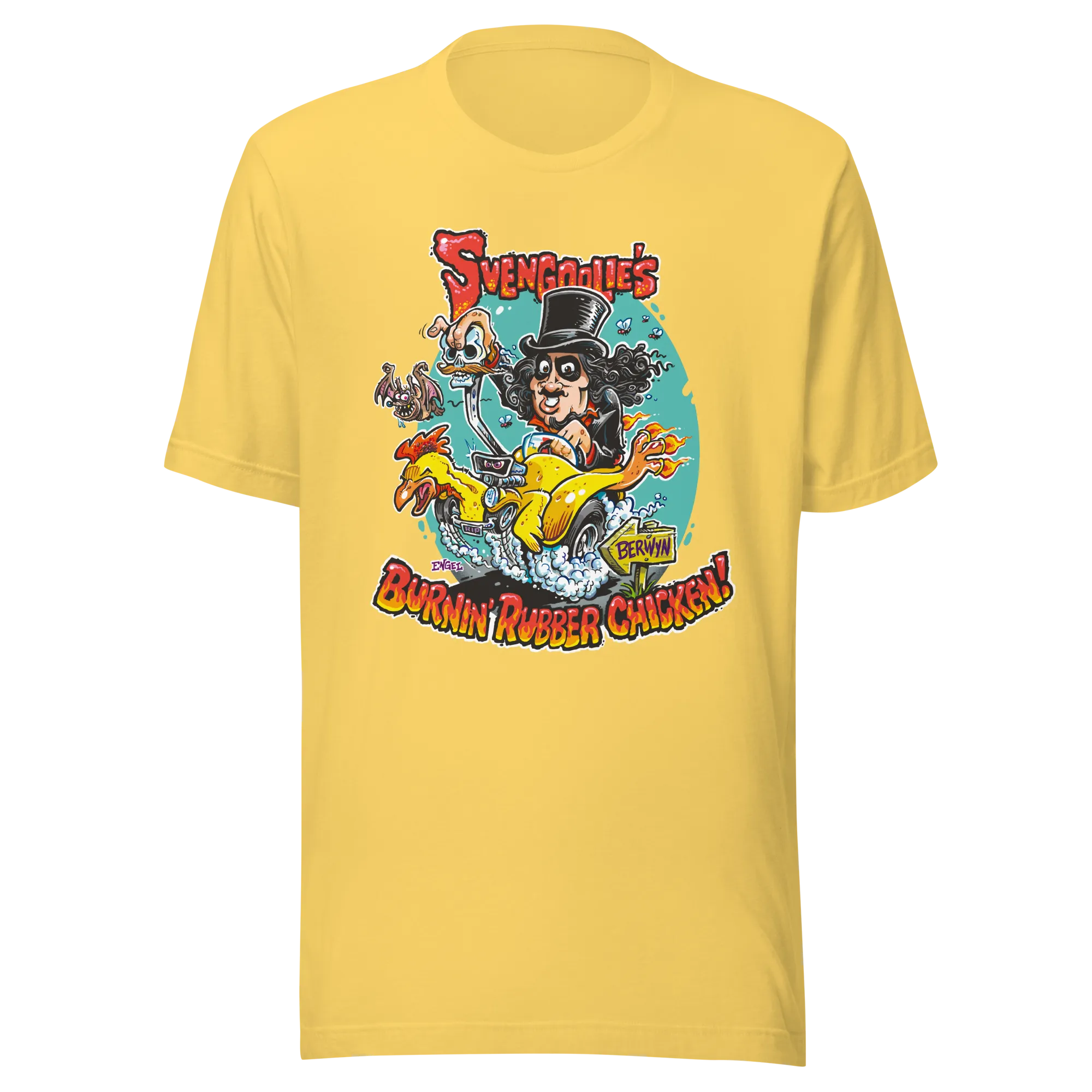 "Burnin' Rubber Chicken" Svengoolie® T-Shirt by Jim Engel (2022 Series)