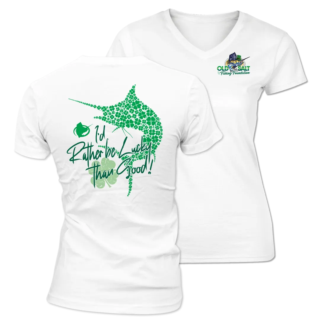 Rather Be Lucky - Marlin - Short Sleeve V-Neck Ladies Tee