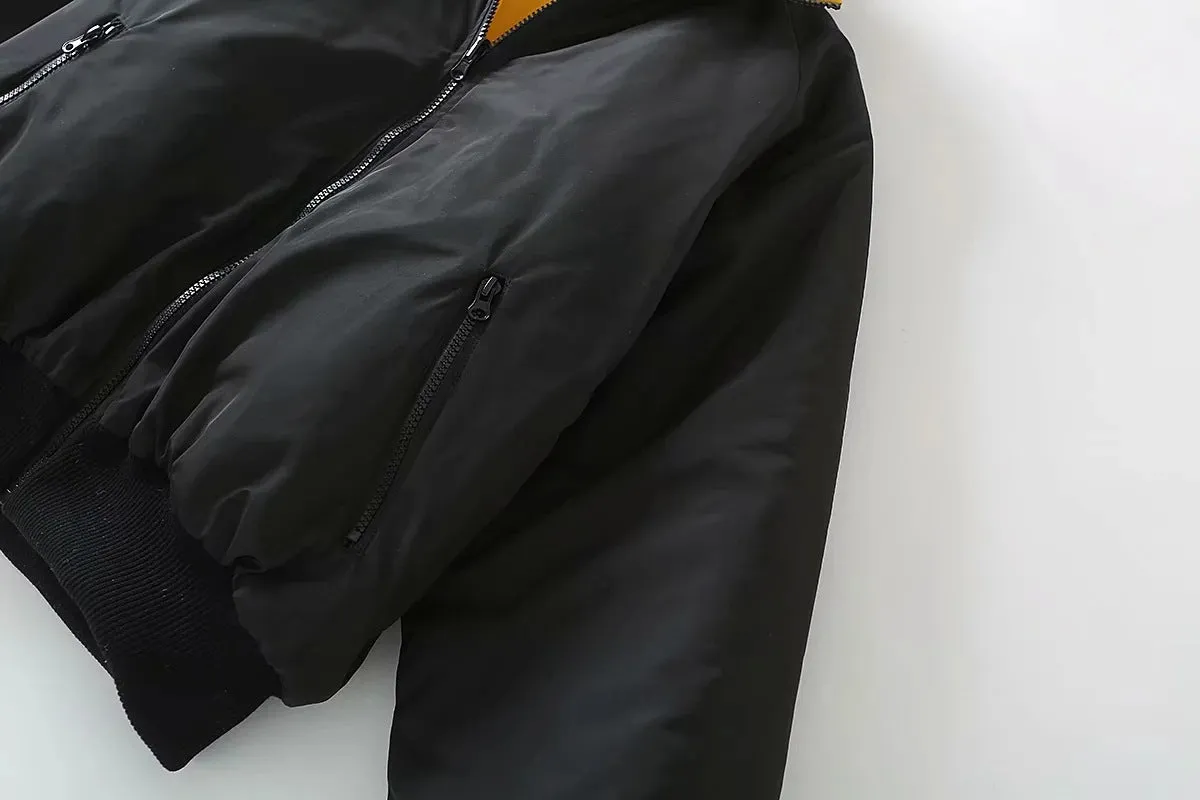 Reversible Stand Collar Cotton Outerwear