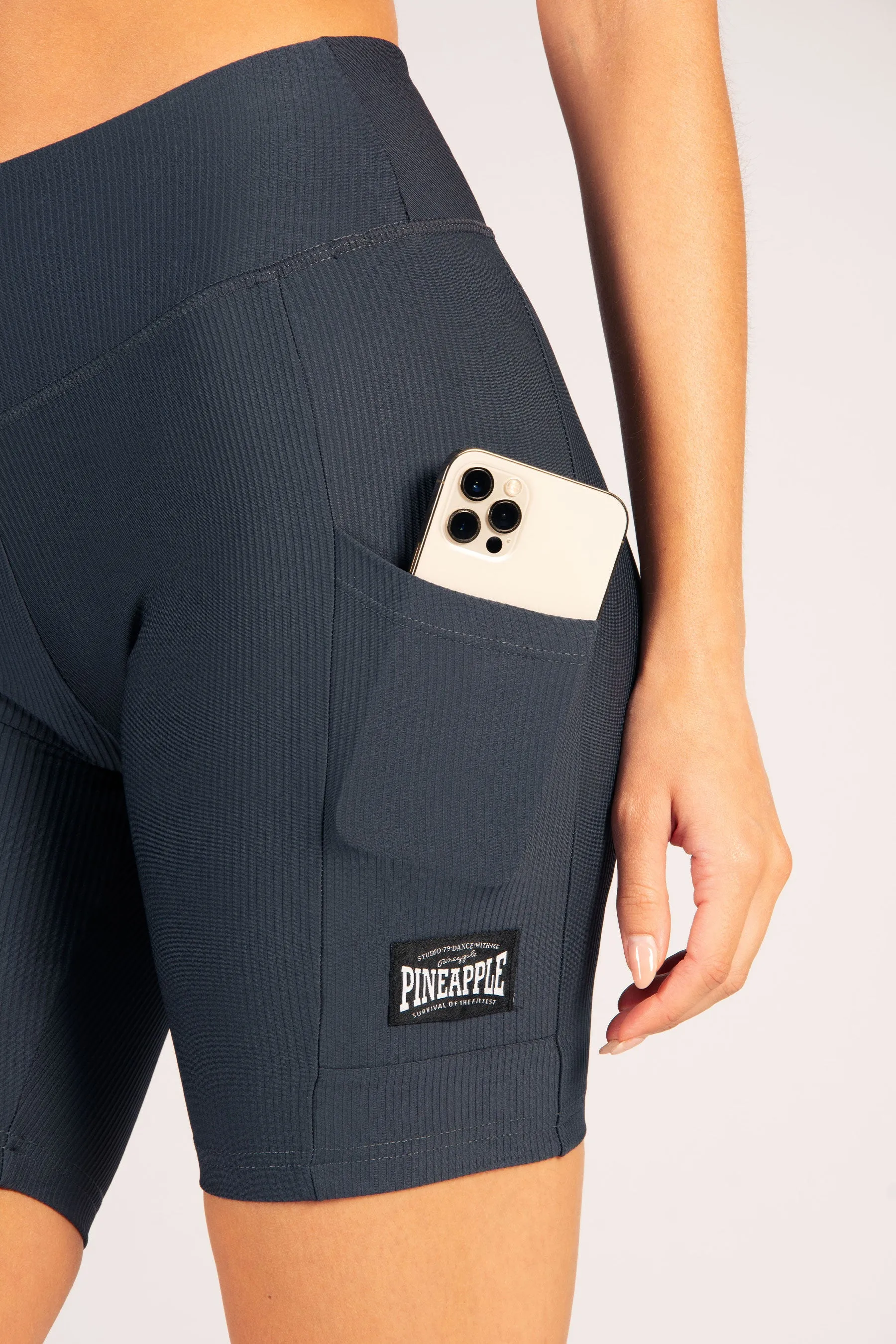 Rib Cycling Shorts with Pocket