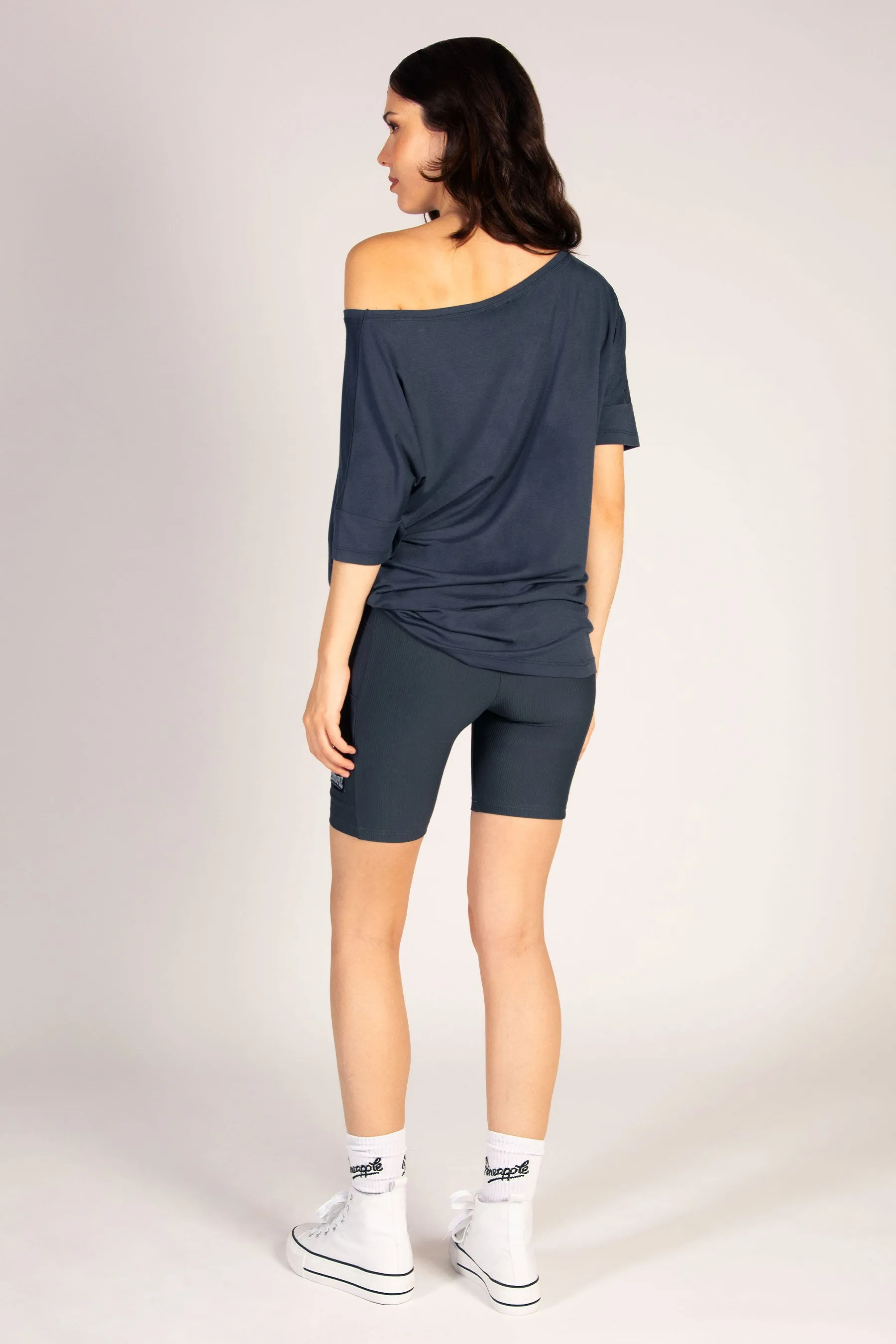 Rib Cycling Shorts with Pocket