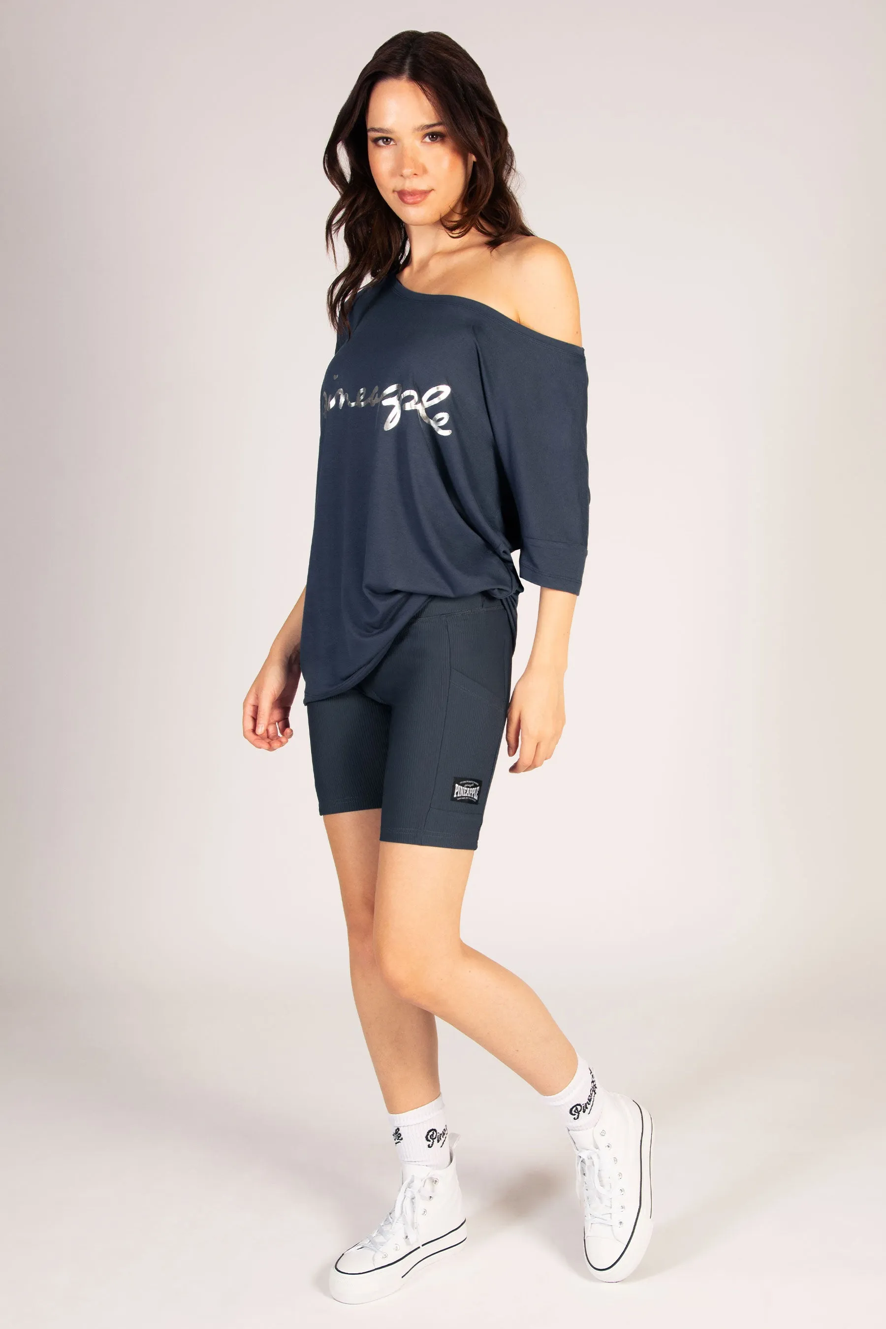 Rib Cycling Shorts with Pocket