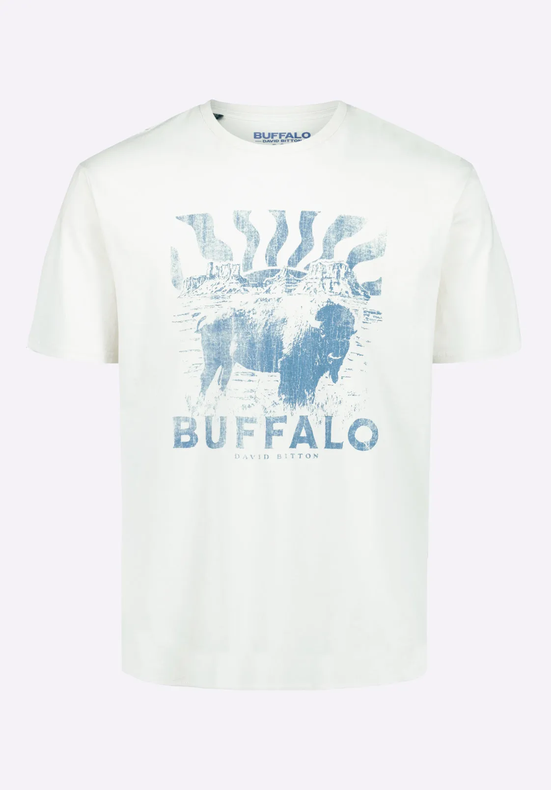 Tison Men's Graphic T-Shirt with Buffalo Print, Milk - BM24645