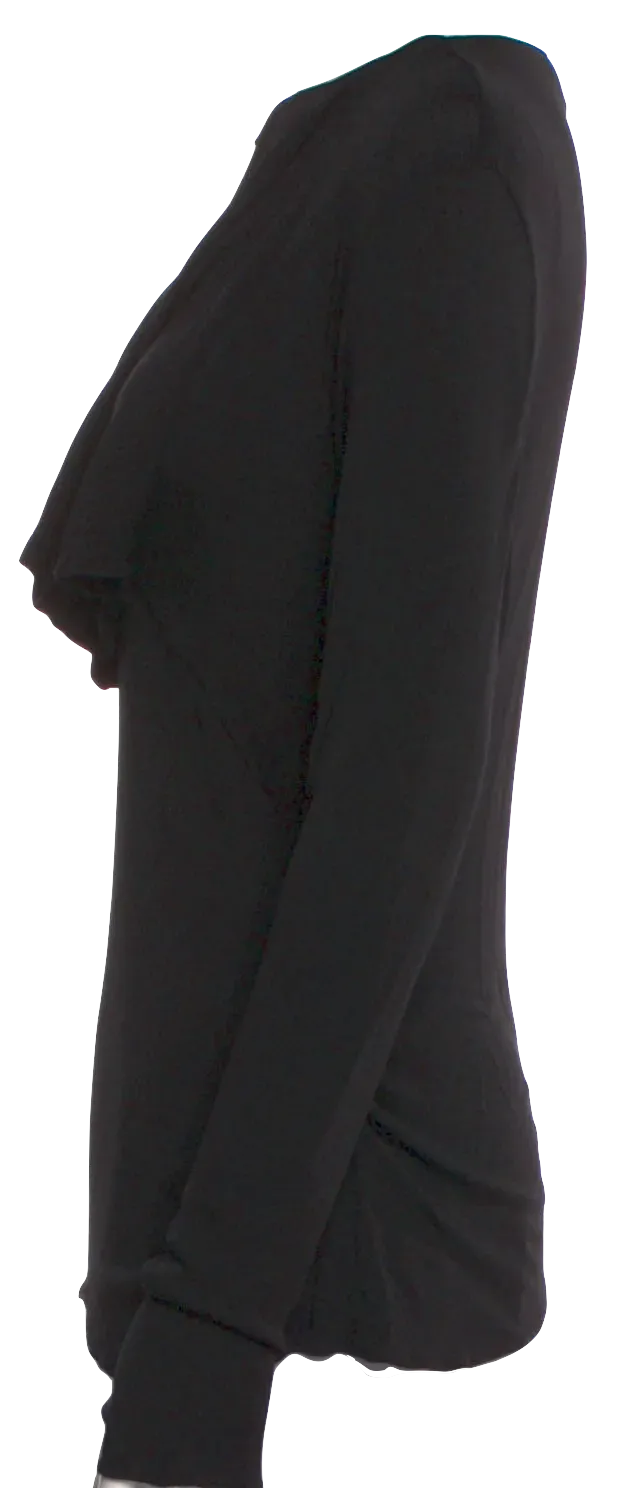 Tom Ford NY. Black Rayon Blend Crew Neck Long Sleeve Top